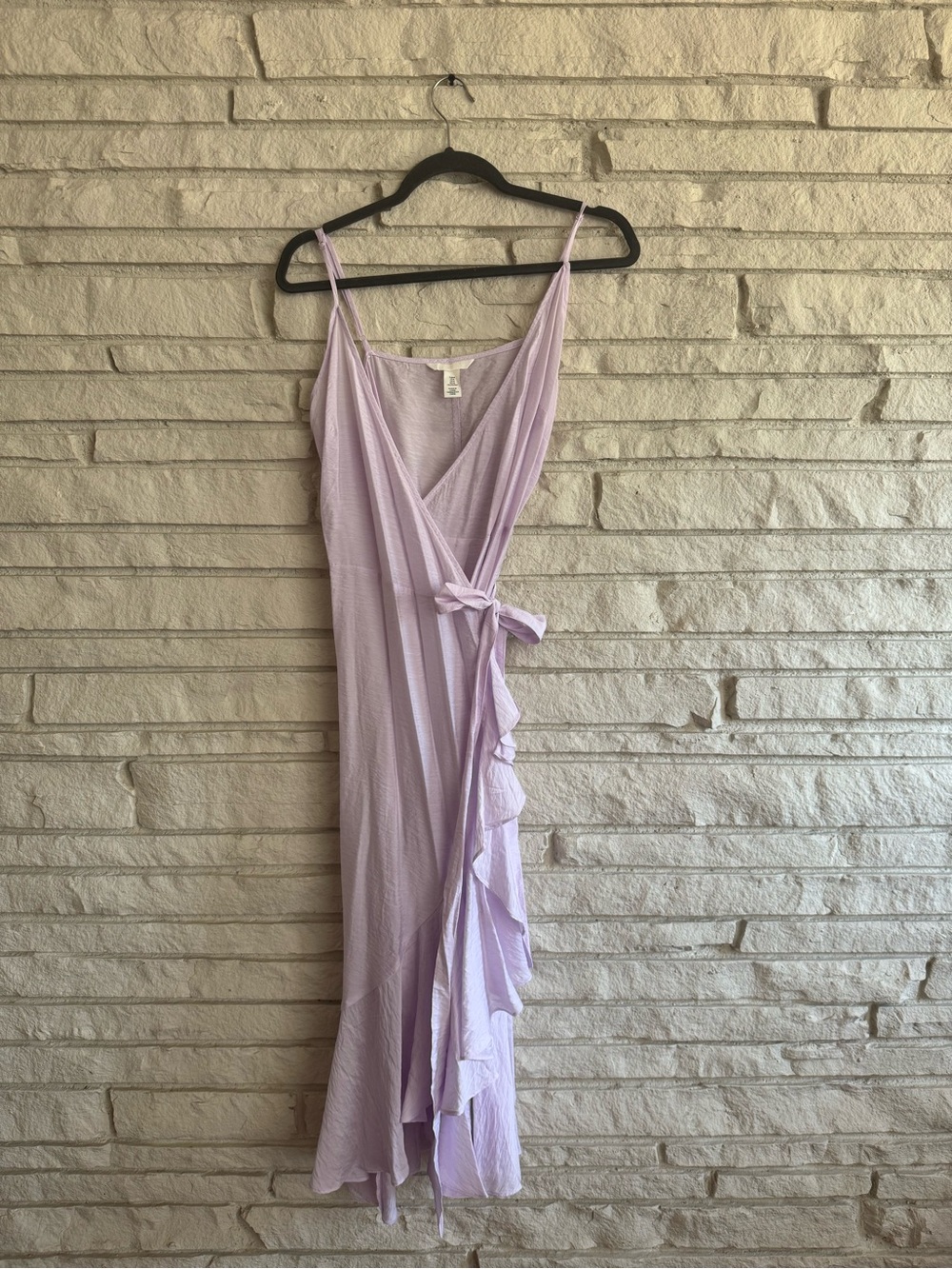 H&M Lilac Wrap Midi Dress with Ruffle Detail